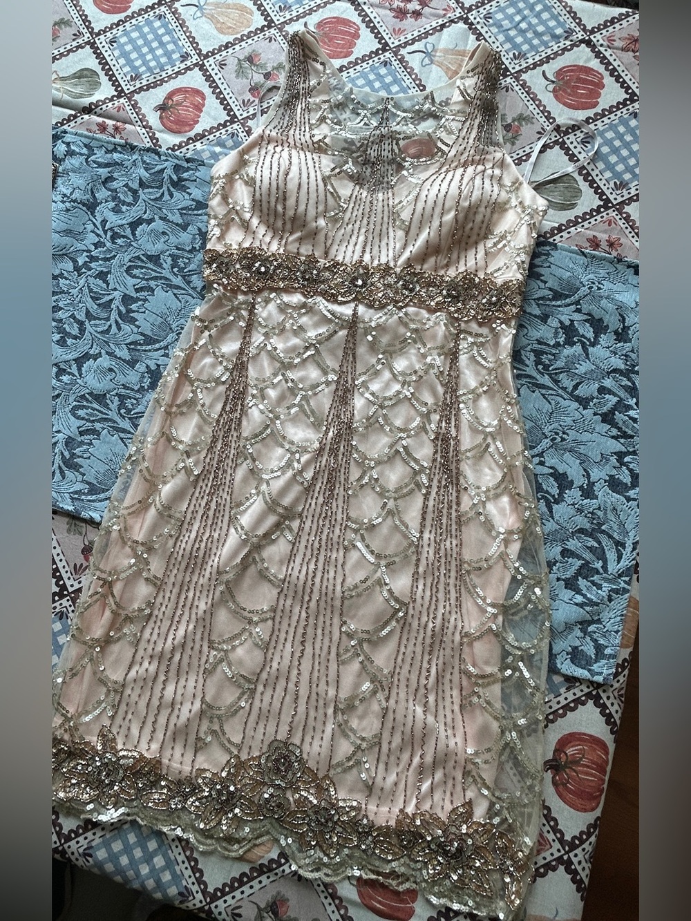 Vintage NWOT Sue Wong Nocturne Beaded Champagne Short Dress Sz 12